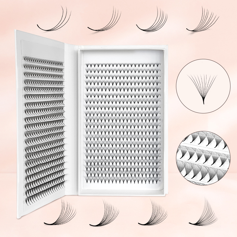 Eyelash Extension Human Hair - 800/1600 Penggemar Bulu Mata Volume Premade